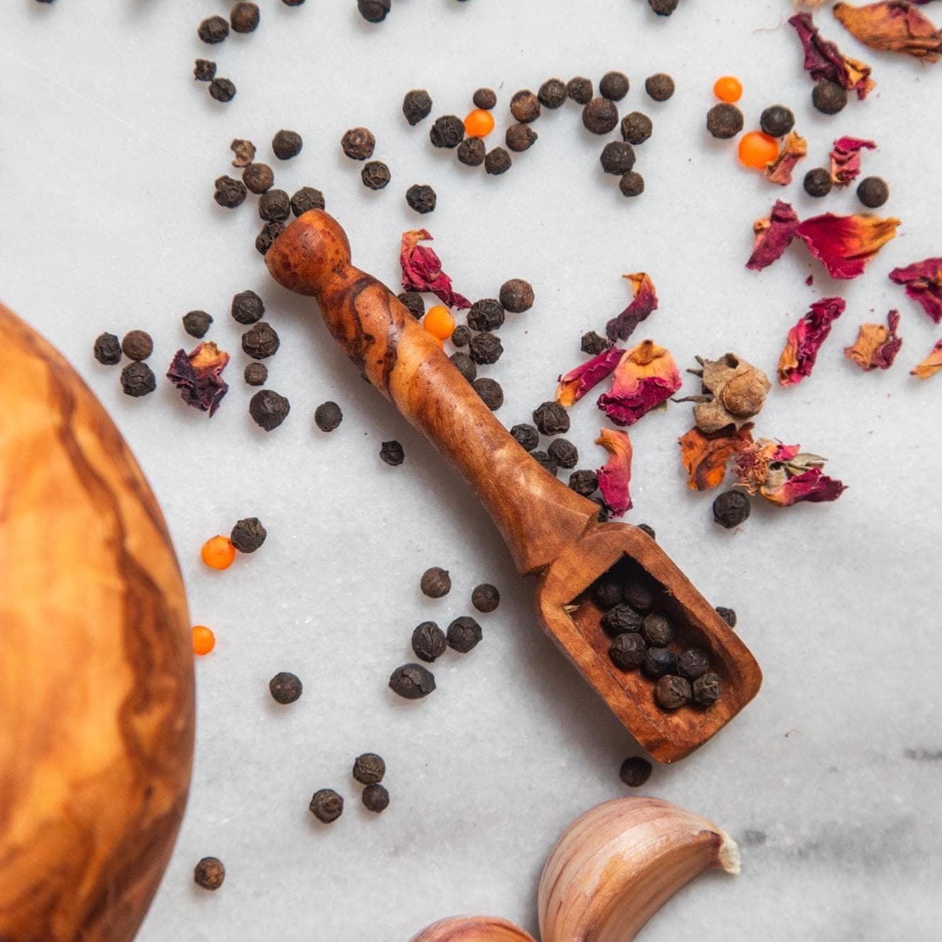 Set of 3 Olive Wood Scoops β Handmade Measuring Spoons, Rustic Spice & Coffee Scoops