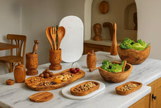 Hand-carved Tunisian olive wood kitchenware