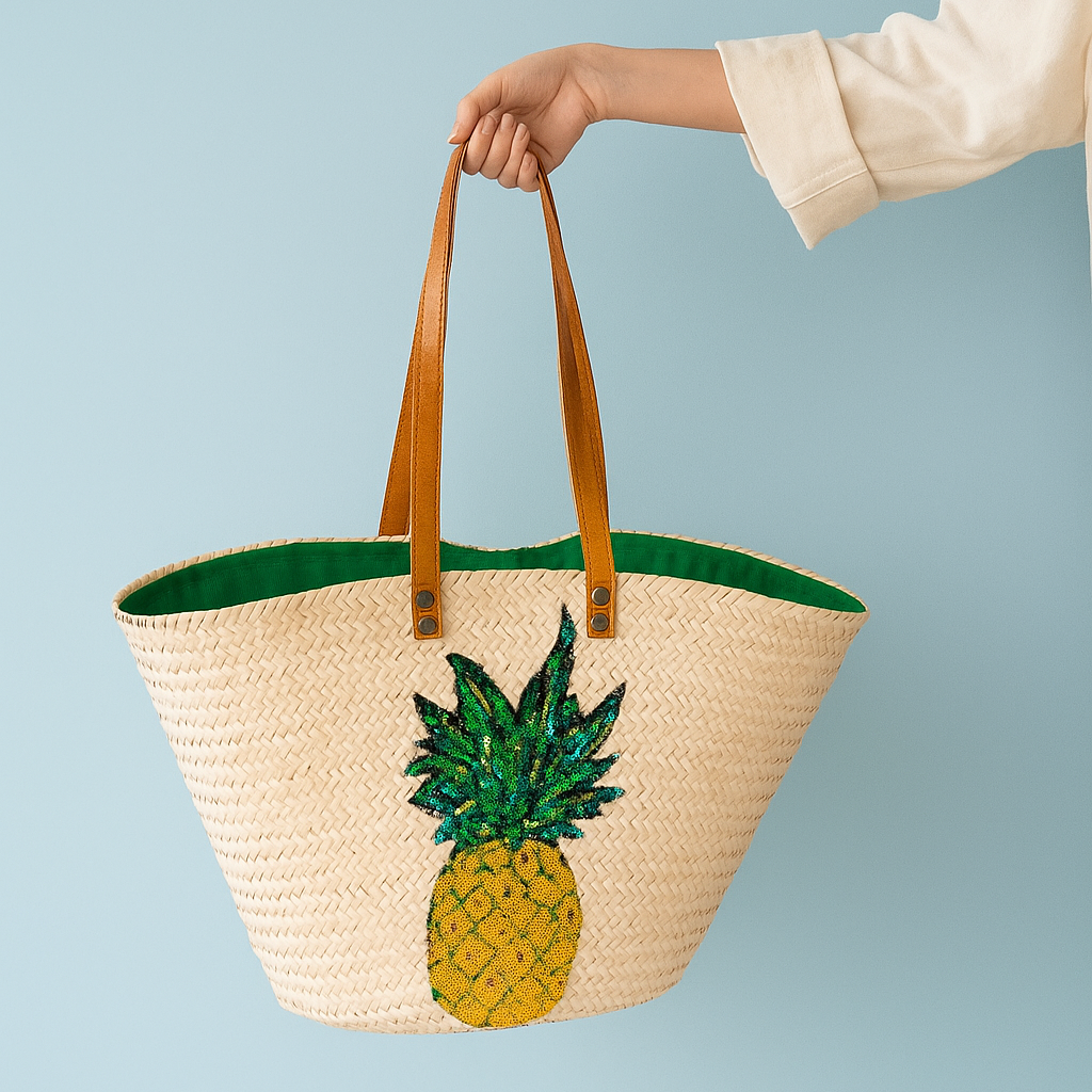 Palm Leaf Straw Bag – Pineapple