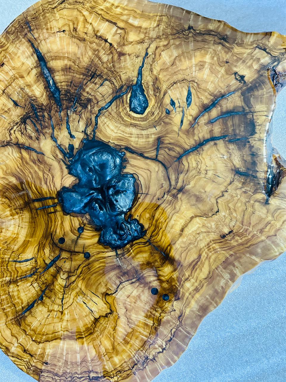 Live Edge Olive Wood Resin Side Table – Metallic Blue Resin, 22.4 × 18.5 in (One of a Kind, T64) 10RE-5V5-FHpvpNjXVfBfk2gOSWFc3iG5