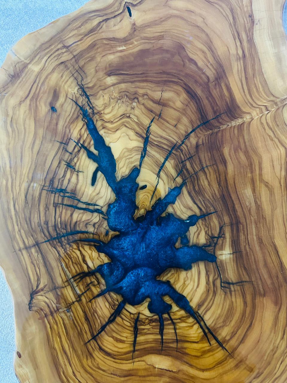 Live Edge Olive Wood Resin Side Table – Blue Starburst Resin, 19.7 × 13 in (One of a Kind, T79) 10pbwjPHtwNhdhS6rCSXop4z9vnGWCm5H