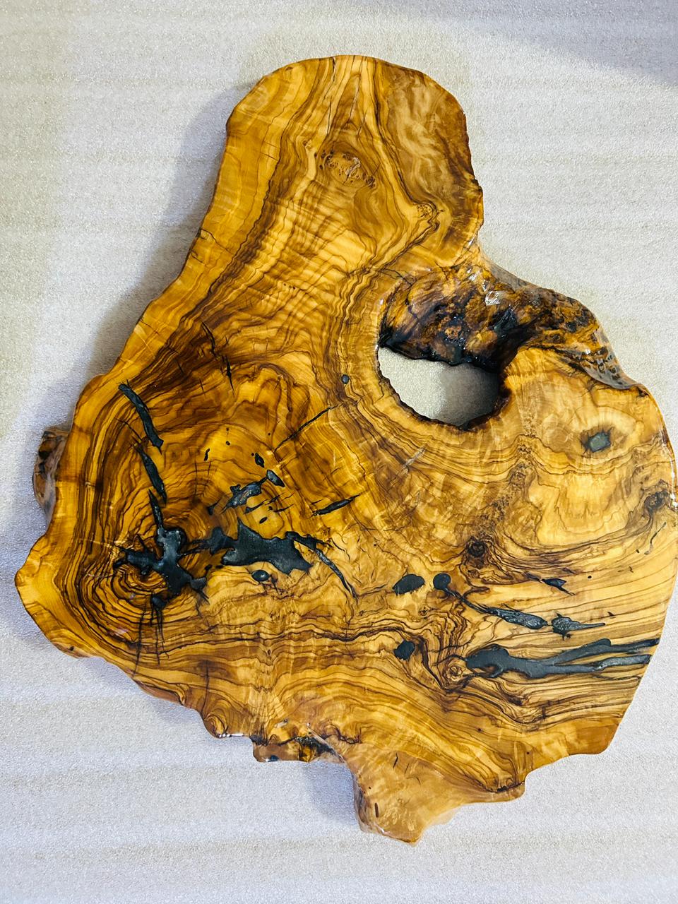 Live Edge Olive Wood Resin Side Table – Dark Blue Resin Veins, 22.8 × 18.5 in (One of a Kind, T60) 11N0Czunyy-H_spKsmZHNpgylotn7BNzv
