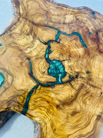Live Edge Olive Wood Resin Small Coffee Table – Turquoise Resin Veins, 26 × 18.5 in (One of a Kind, T75) 13KnqcxLMOJnxj7R8x8Qr8BqopdZxw5Jt