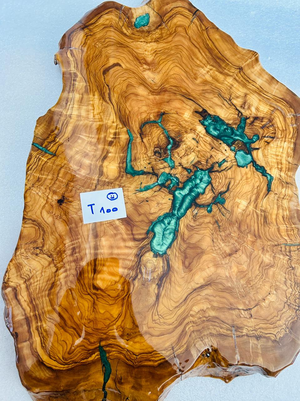 Live Edge Olive Wood Resin Small Coffee Table – Green Resin Veins, 26.8 × 17.3 in (One of a Kind, T100) 14YYgKoES_YRqtdA6FbbViGTejhpDXEfl