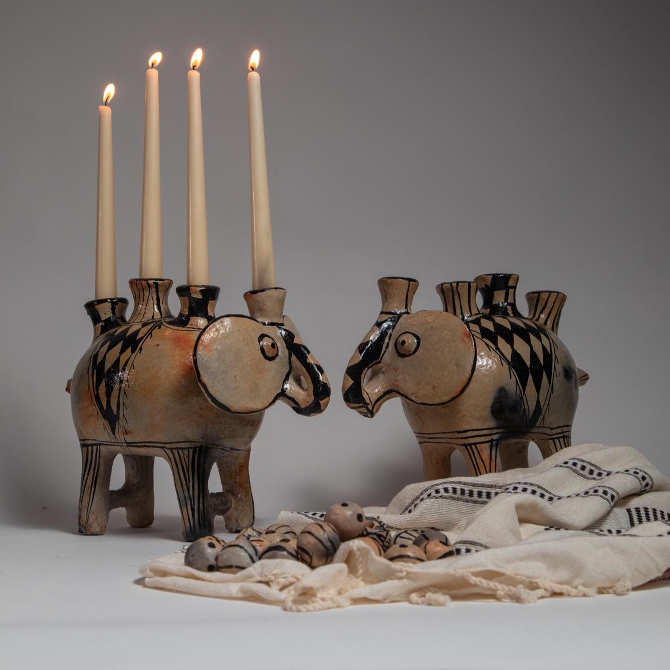 Elephant Candle Holder – Handmade Pottery Decor – Ceramic Elephant Tealight Holder – Boho Home Accent – Spiritual Animal Gift