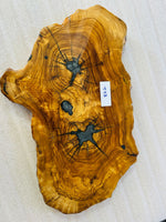 Live Edge Olive Wood Resin Side Table – Teal Starburst Resin, 23.6 × 14.2 in (One of a Kind, T13) 16nKrMgFuABlAWUBMqIAqb0UZ37nB3LKU