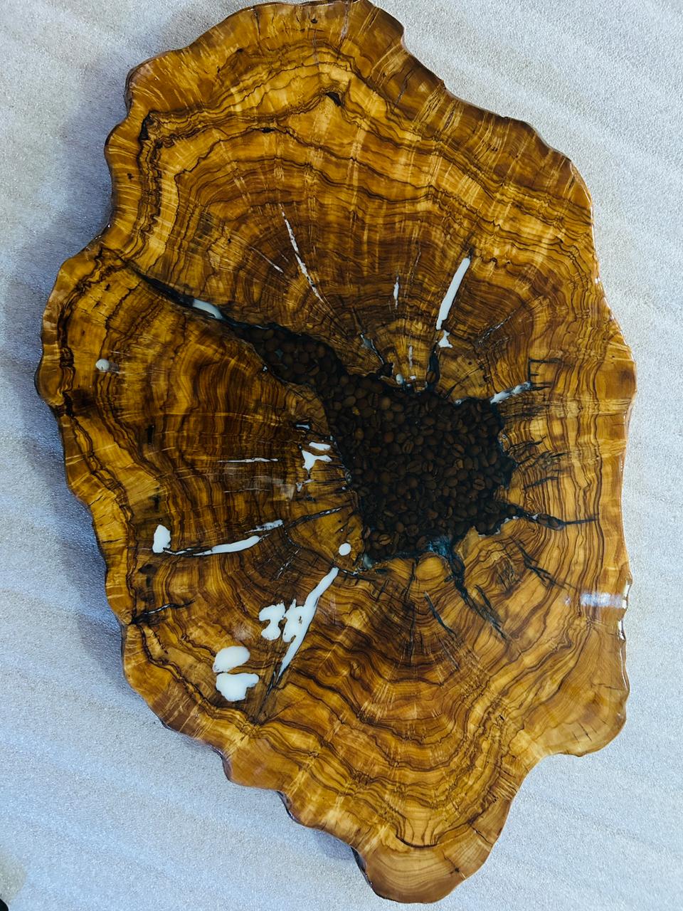 Live Edge Olive Wood Resin Small Coffee Table – Coffee Bean Black Resin, 26.4 × 16.9 in (One of a Kind, T51) 16nR0EaUHRRGT7G27KmbLJCgfPRbybl3G