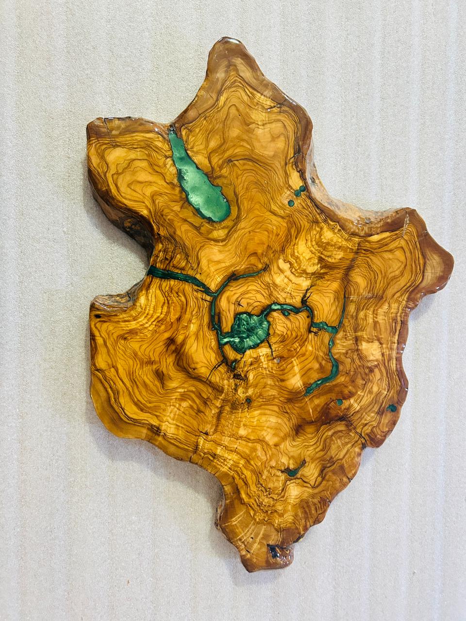 Live Edge Olive Wood Resin Small Coffee Table – Turquoise Resin Veins, 26 × 18.5 in (One of a Kind, T75) 1CdWX8ZzyK7JxPt6OgWfRsQn1ZAemilSi