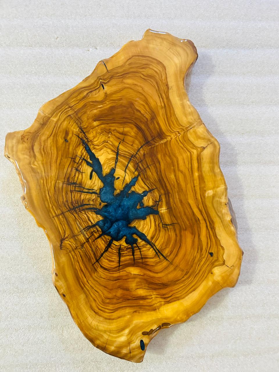 Live Edge Olive Wood Resin Side Table – Blue Starburst Resin, 19.7 × 13 in (One of a Kind, T79) 1JIEo5EBUrg9gKtjF10vSsJ2Mb8Flj11g