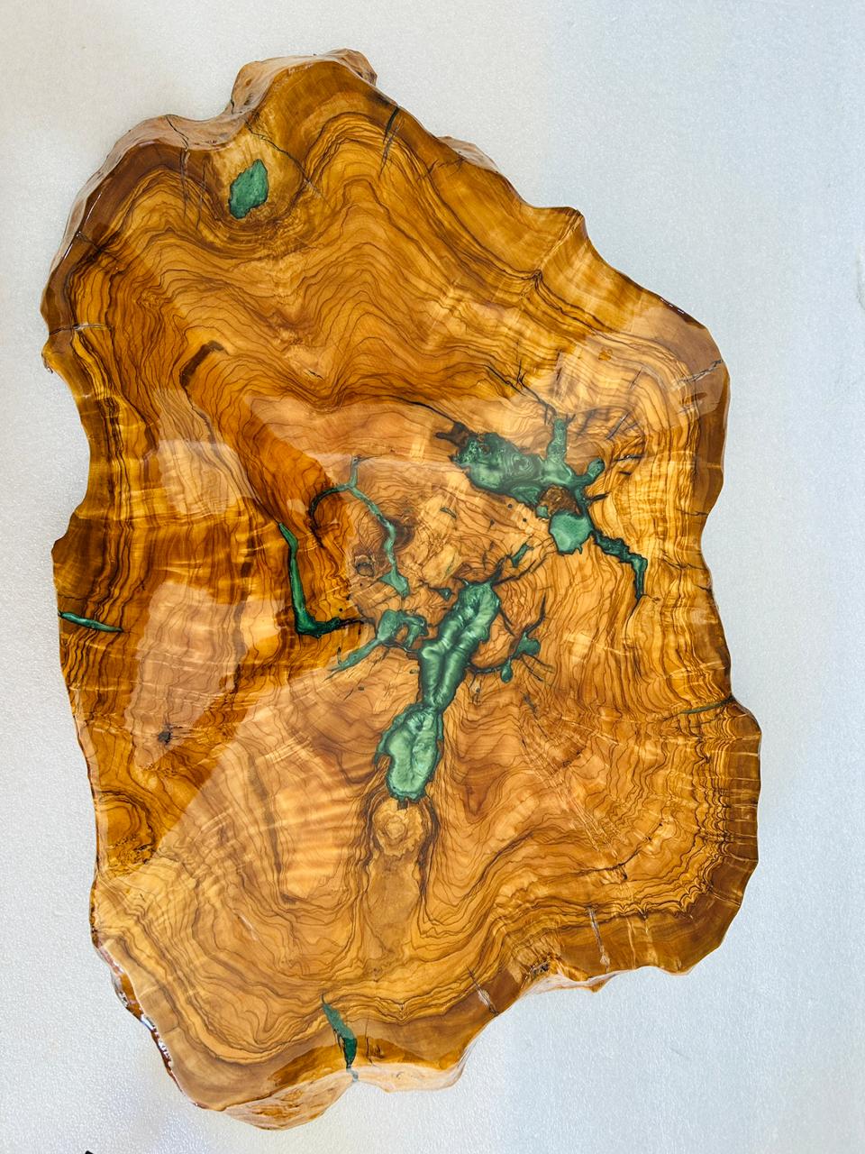 Live Edge Olive Wood Resin Small Coffee Table – Green Resin Veins, 26.8 × 17.3 in (One of a Kind, T100) 1Q67DJHBZcSVhc95iIk1hqDJwJ2ox3zyE