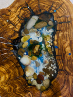 Live Edge Olive Wood Resin Side Table – Sea Shell Pebble Resin, 22 × 13.8 in (One of a Kind, T52) 1RLsPPFs307WBJt-ZnxSA0IcZixgPVfyF