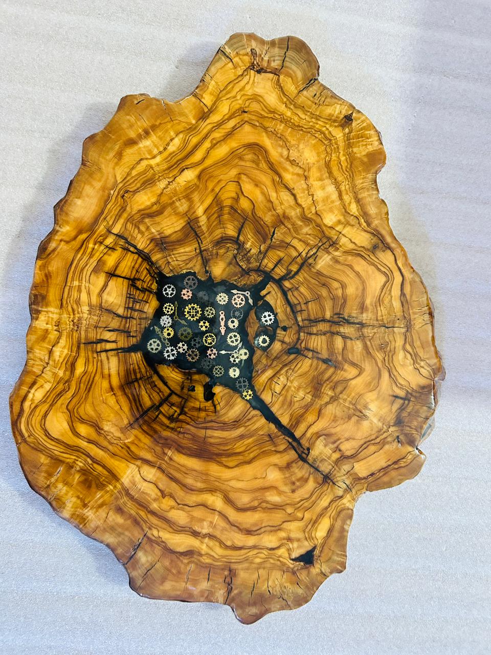 Live Edge Olive Wood Resin Side Table – Black Resin Steampunk Gears, 23.6 × 16.9 in (One of a Kind, T83) 1WJMDSQE2FtiwpTeiF8crmz81NJc_8gwh