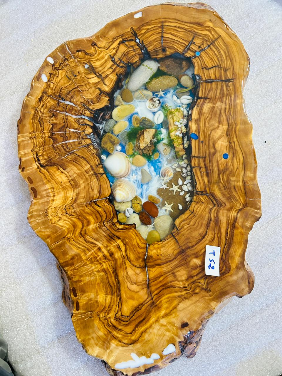 Live Edge Olive Wood Resin Side Table – Sea Shell Pebble Resin, 22 × 13.8 in (One of a Kind, T52) 1WtWsUM98iDY3C08xFiPBfkO7AJqm9g04