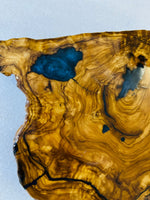 Live Edge Olive Wood Resin Side Table – Blue Resin Accents, 17.3 × 15 in (One of a Kind, T38) 1YhDoAfUefVX7JKanEK2aBrD9ROSvJXq
