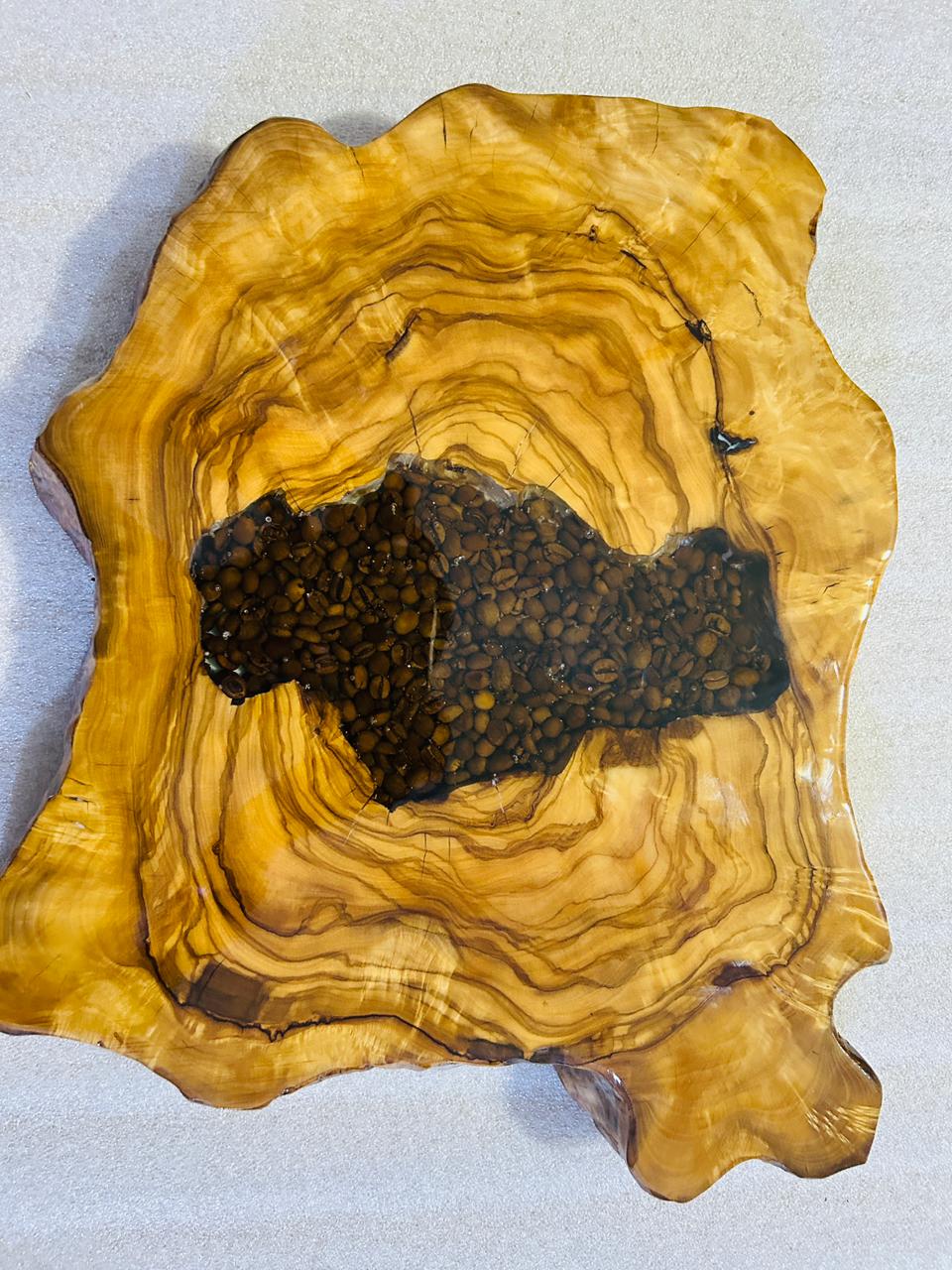 Live Edge Olive Wood Resin Side Table – Coffee Bean Resin, 16.9 × 14.2 in (One of a Kind, T70) 1YxGNqkSmbl2B2IY1TBMEOS8wYSjBxR8p