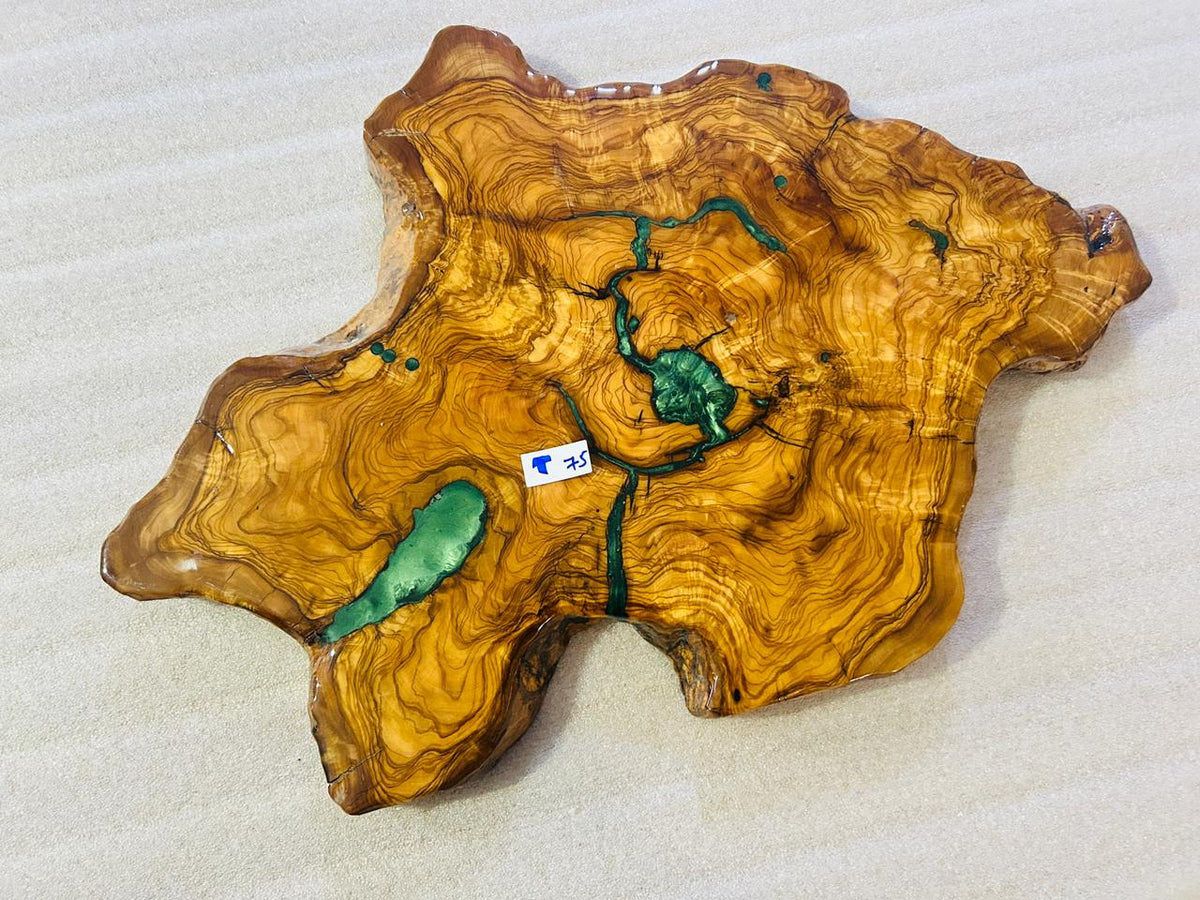 Live Edge Olive Wood Resin Small Coffee Table – Turquoise Resin Veins, 26 × 18.5 in (One of a Kind, T75) 1bGu9yMO67mjvM5apHfLk87RGWcQW8RWO