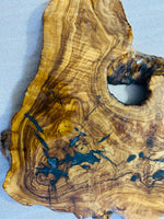 Live Edge Olive Wood Resin Side Table – Dark Blue Resin Veins, 22.8 × 18.5 in (One of a Kind, T60) 1d-nR_a9CPDt4XVCGnbLtFXFQIkrunkJb
