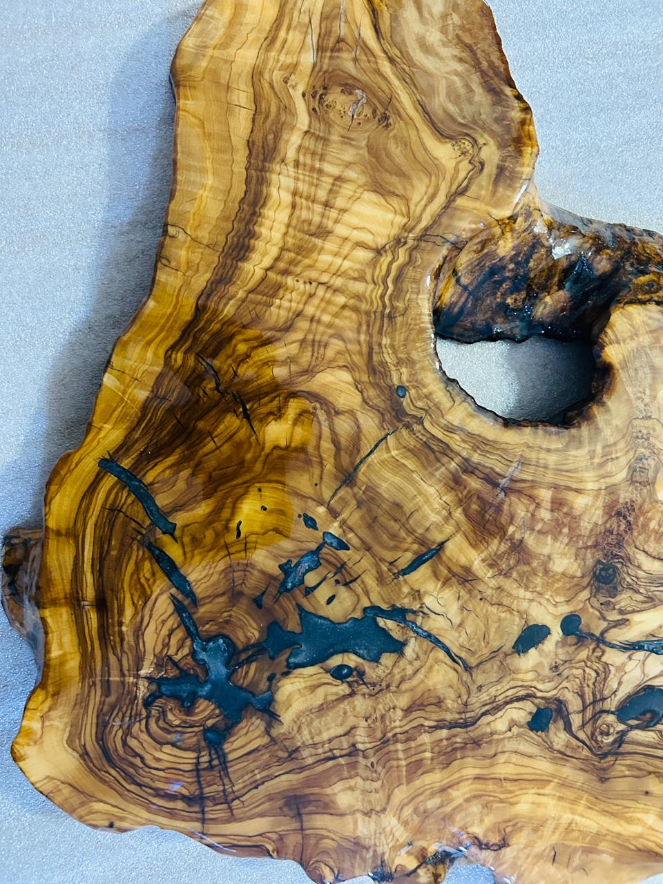Live Edge Olive Wood Resin Side Table – Dark Blue Resin Veins, 22.8 × 18.5 in (One of a Kind, T60) 1d-nR_a9CPDt4XVCGnbLtFXFQIkrunkJb