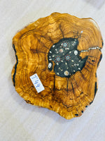 Live Edge Olive Wood Resin Side Table – Black Resin Nautical Charms, 16.1 × 14.2 in (One of a Kind, T44) 1jieylWqrh1LAo3opU7OO97MCHH7DVQWa