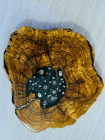 Live Edge Olive Wood Resin Side Table – Black Resin Nautical Charms, 16.1 × 14.2 in (One of a Kind, T44) 1lNqu2NrYT2sqwEvntODeWbbrlgW2yPBD