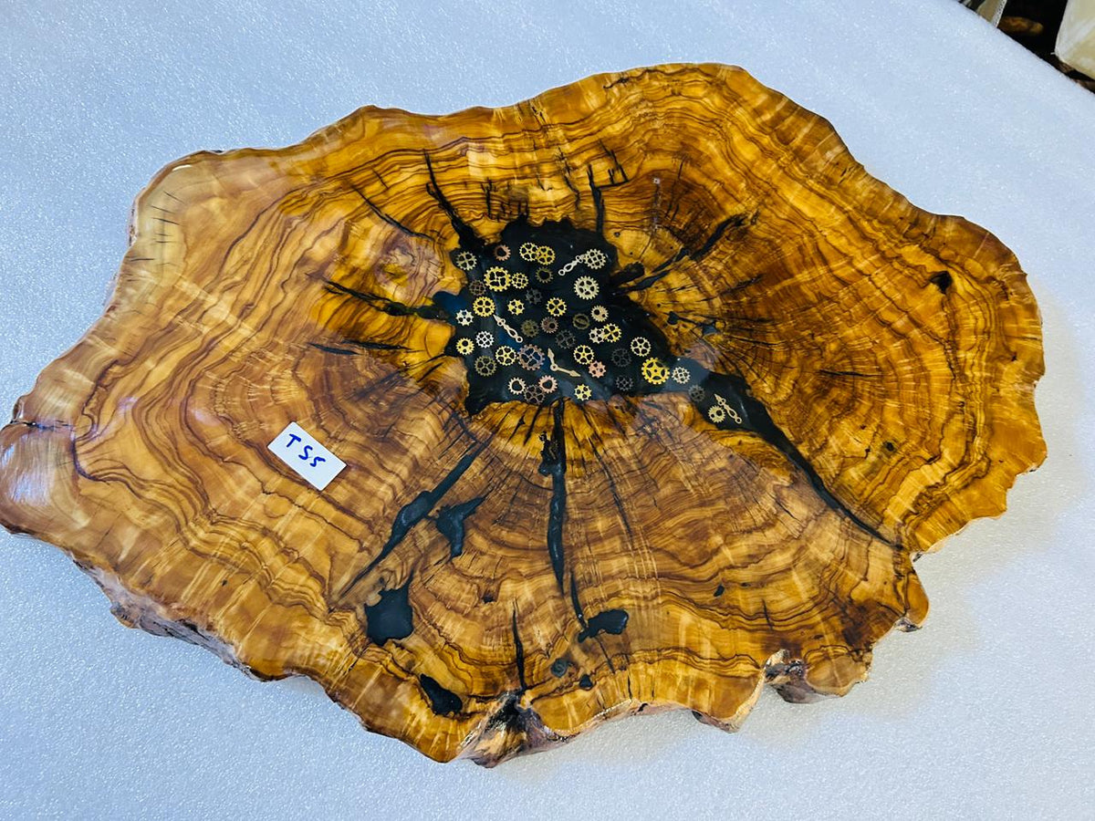 Live Edge Olive Wood Resin Small Coffee Table – Black Resin Clock Gears, 26.8 × 17.3 in (One of a Kind, T55) 1m0AUaupIZEZxwzPW3H6UVIna08gLyTxe