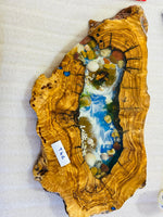 Live Edge Olive Wood Resin Small Coffee Table – Blue Ocean Pebble Resin, 26.8 × 14.2 in (One of a Kind, T46) 1nx0Stt5Gje8spXD3_J6tyL147aD1k2Ca
