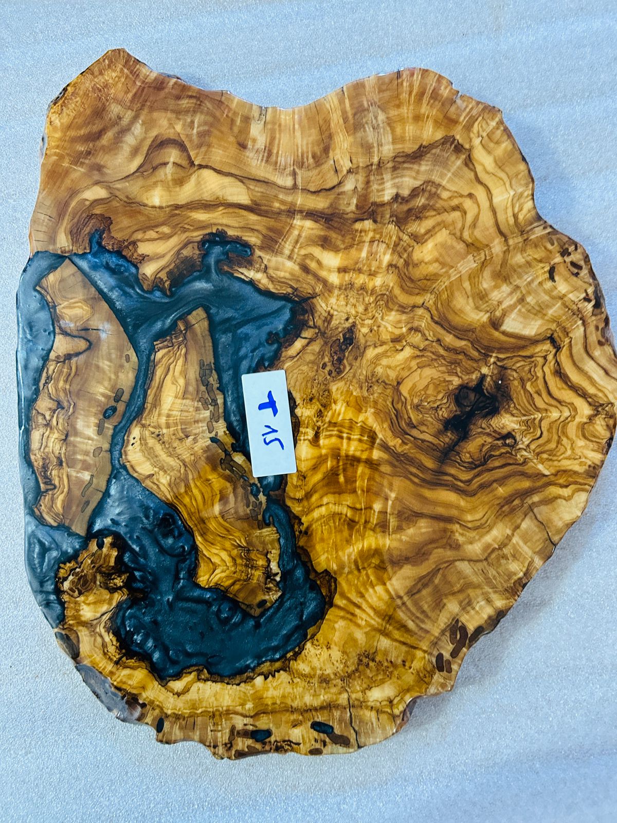 Live Edge Olive Wood Resin Side Table – Blue Grey Resin River, 18.9 × 15.7 in (One of a Kind, T15) 1oAS6Gvn7J8YkSMLFmHnaAOsfu7qAbDMo
