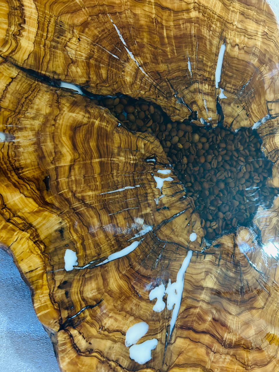 Live Edge Olive Wood Resin Small Coffee Table – Coffee Bean Black Resin, 26.4 × 16.9 in (One of a Kind, T51) 1p1FSAyWPXkEDPN_FkIvjGjyPgmvSAnXV