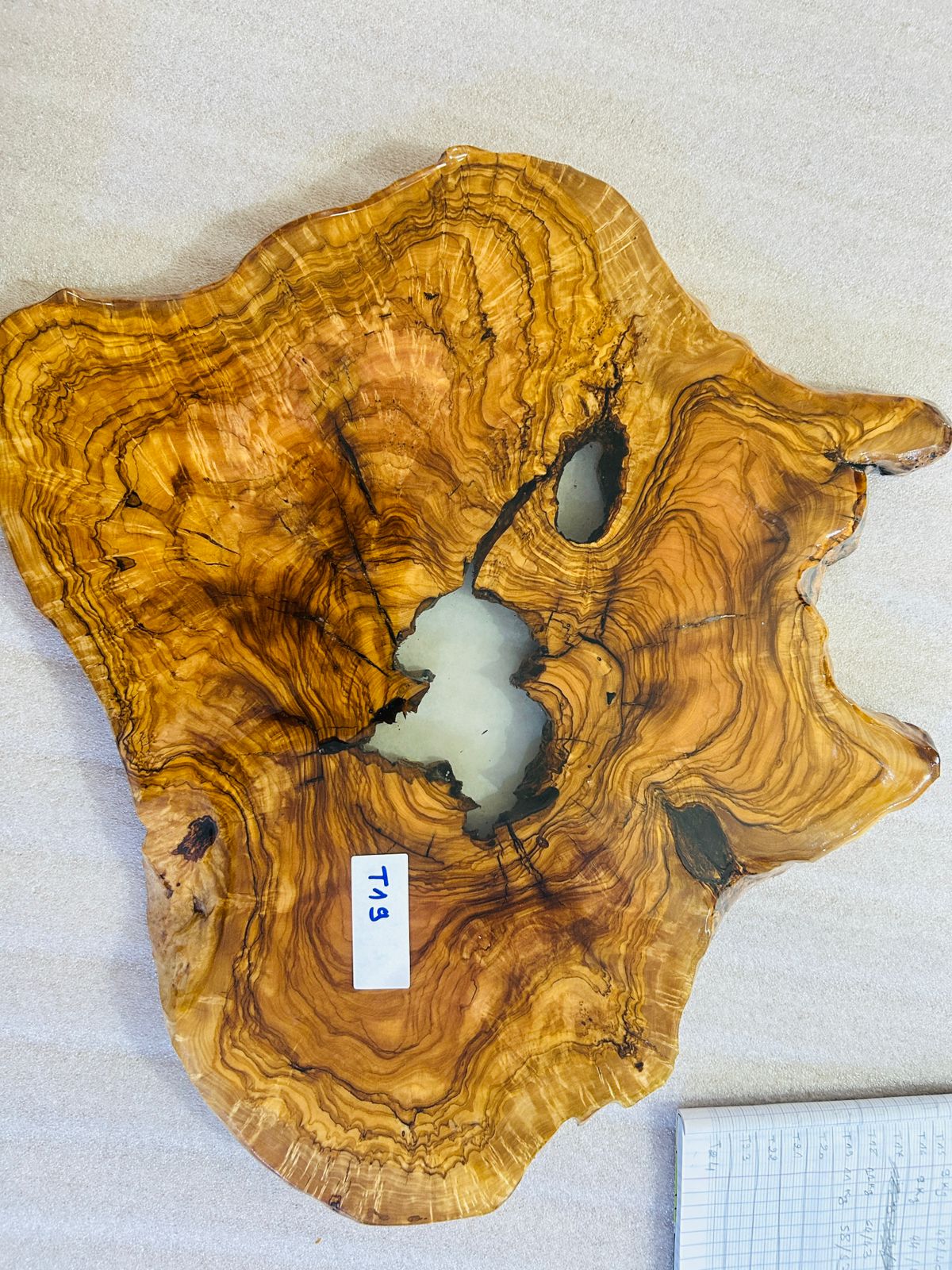 Live Edge Olive Wood Resin Side Table – White Resin Center, 22.8 × 20.9 in (One of a Kind, T19) 1scsoXBvDqTI94EDgpyhcSvSMqsl_wYB1