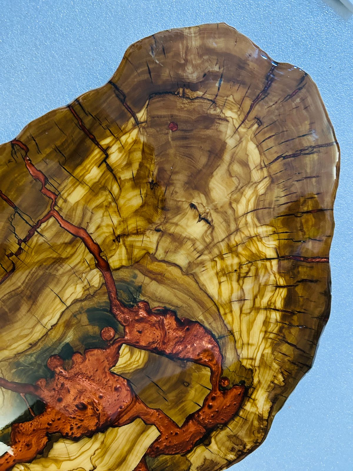 Live Edge Olive Wood Resin Side Table – Red Coral Resin, 23.6 × 15 in (One of a Kind, T42) 1scxfab8YjQZCuZYMNsvaCzzH1Hhh2SJK