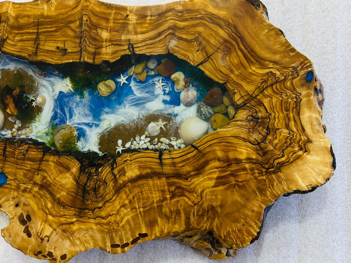 Live Edge Olive Wood Resin Small Coffee Table – Blue Ocean Pebble Resin, 26.8 × 14.2 in (One of a Kind, T46) 1taAoHDoDt8M9ZwOyU-cDAj0dfeX42Ynv