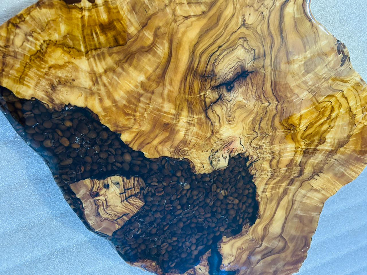 Live Edge Olive Wood Resin Side Table – Coffee Bean Resin, 18.1 × 14.2 in (One of a Kind, T81) 1wFrPLJwrRSIz5Wiu2vTE1xFMWiWJzVeH