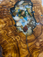 Live Edge Olive Wood Resin Side Table – Sea Shell Pebble Resin, 22 × 13.8 in (One of a Kind, T52) 1xf15ZCKbJyemioOQgJzXaVn7pn-Zv4S9