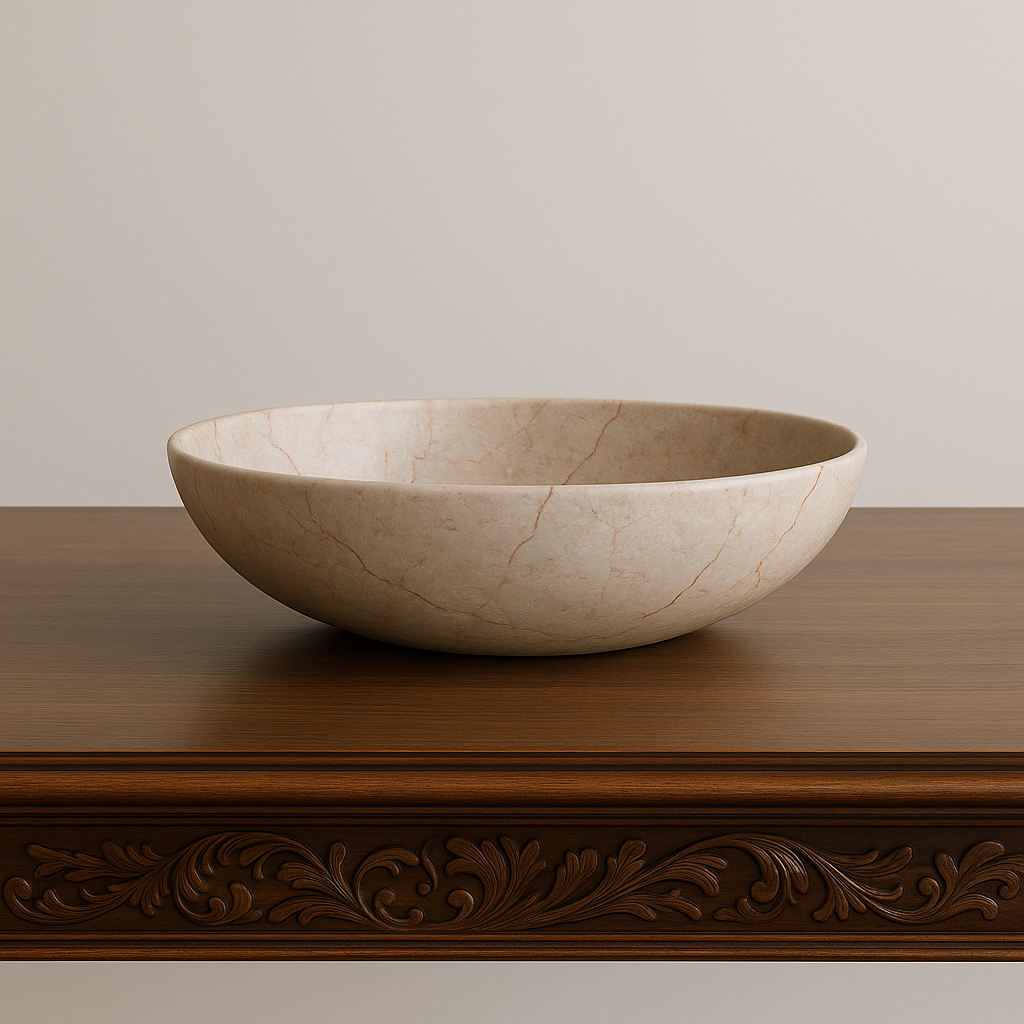 Oval Marble Centerpiece Bowl