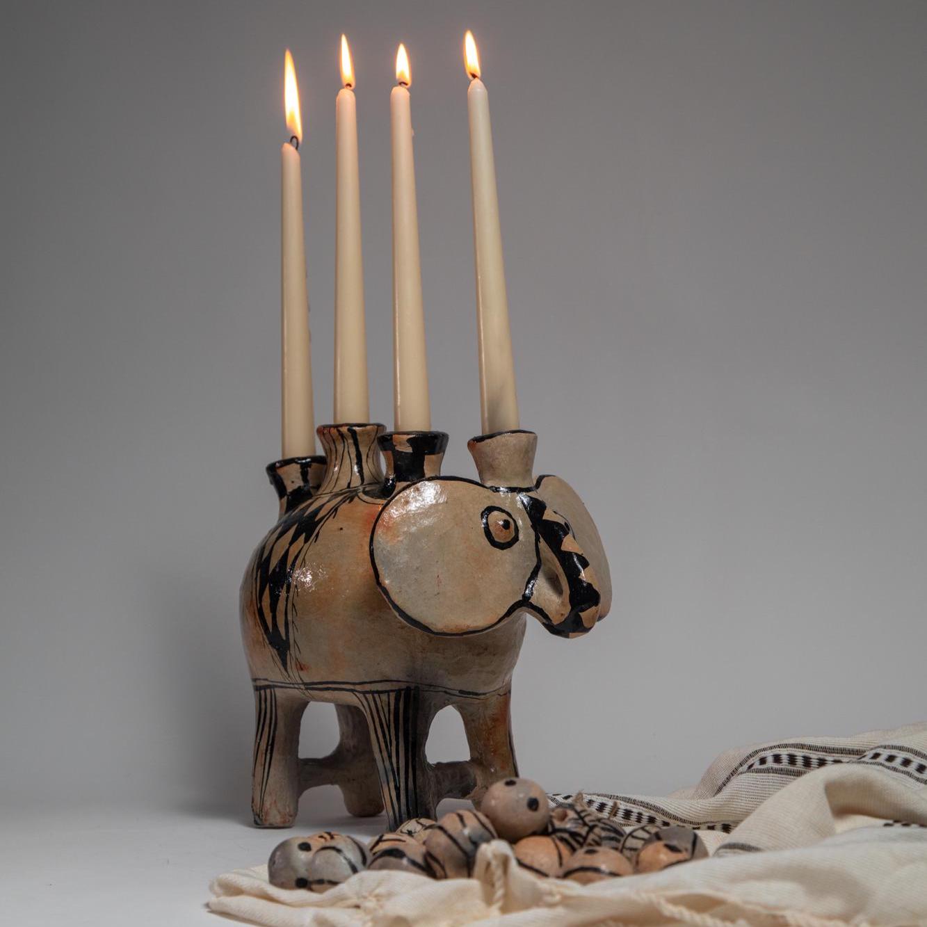 Elephant Candle Holder – Handmade Pottery Decor – Ceramic Elephant Tealight Holder – Boho Home Accent – Spiritual Animal Gift