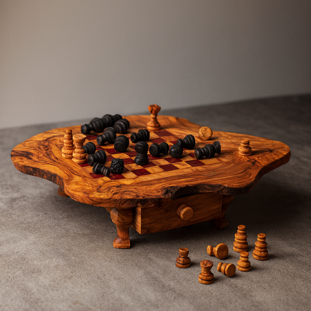 Olive Wood Chess Board with Storage