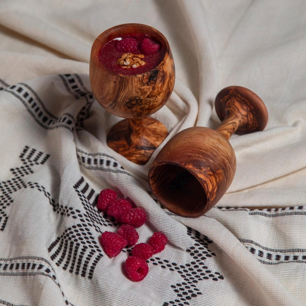 Handmade Olive Wood Cup – Rustic Natural Cup for Juices, Smoothies & Desserts