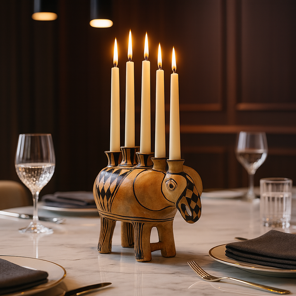 Clay Elephant Candle Holder