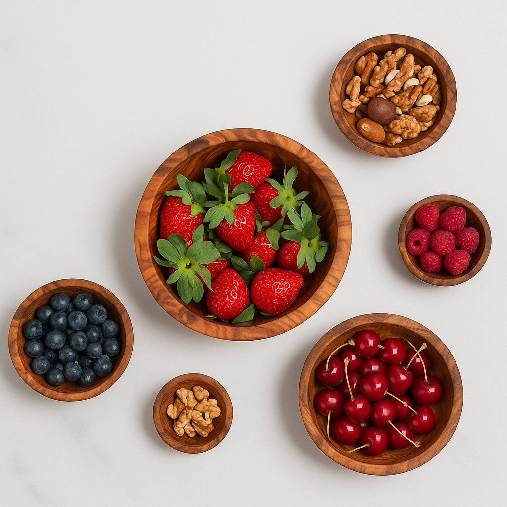Olive Wood Snack Bowl Set (6 pcs)