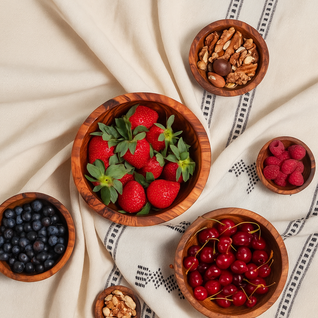 Olive Wood Snack Bowl Set (6 pcs)