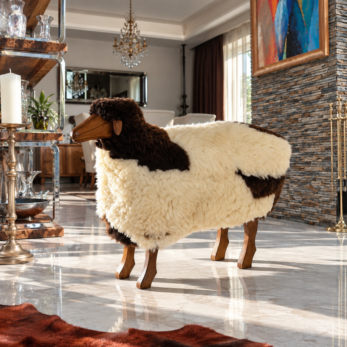 Grand Sheepskin Sheep Stool