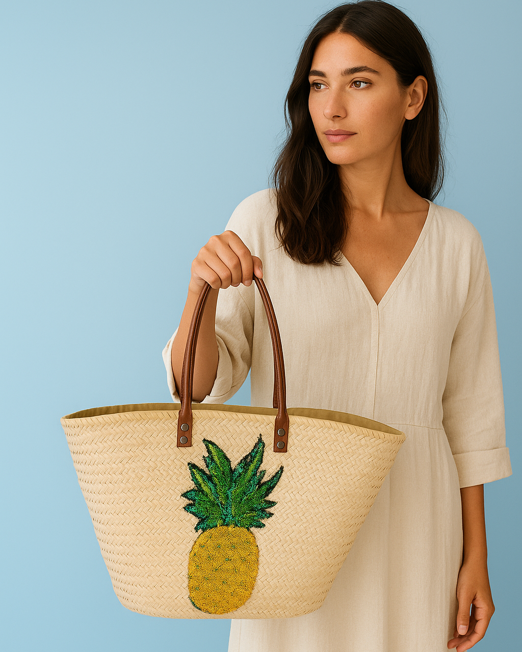 Palm Leaf Straw Bag – Pineapple