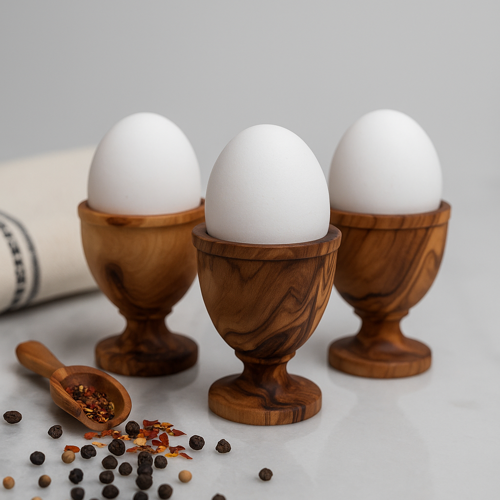 Olive Wood Egg Cups (3 pcs)
