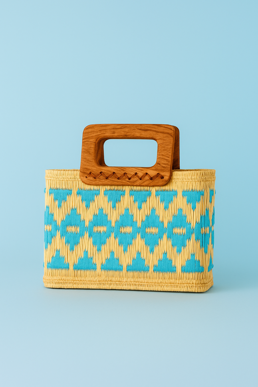 Woven Bag – Blue & Black Pattern Tote