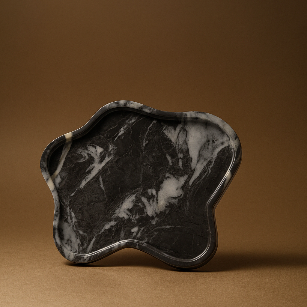 Marble Art Tray – Handcarved Sculptural Stone Centerpiece