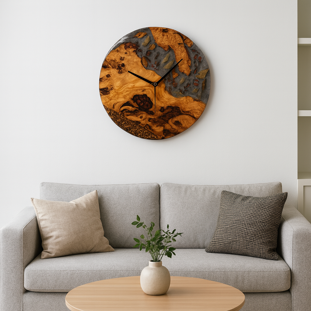 Koa Wood & Epoxy Wall Clock