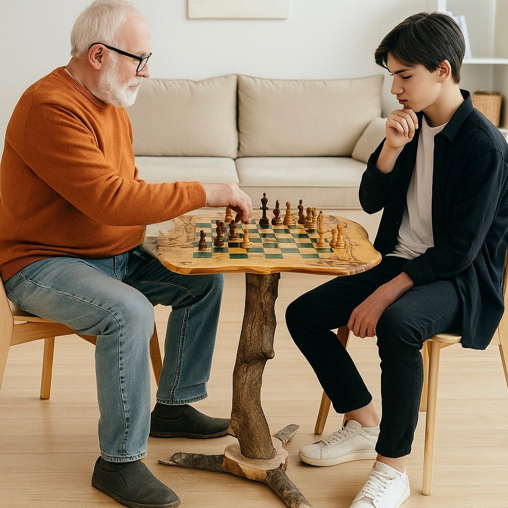 Olive Wood Chess Table