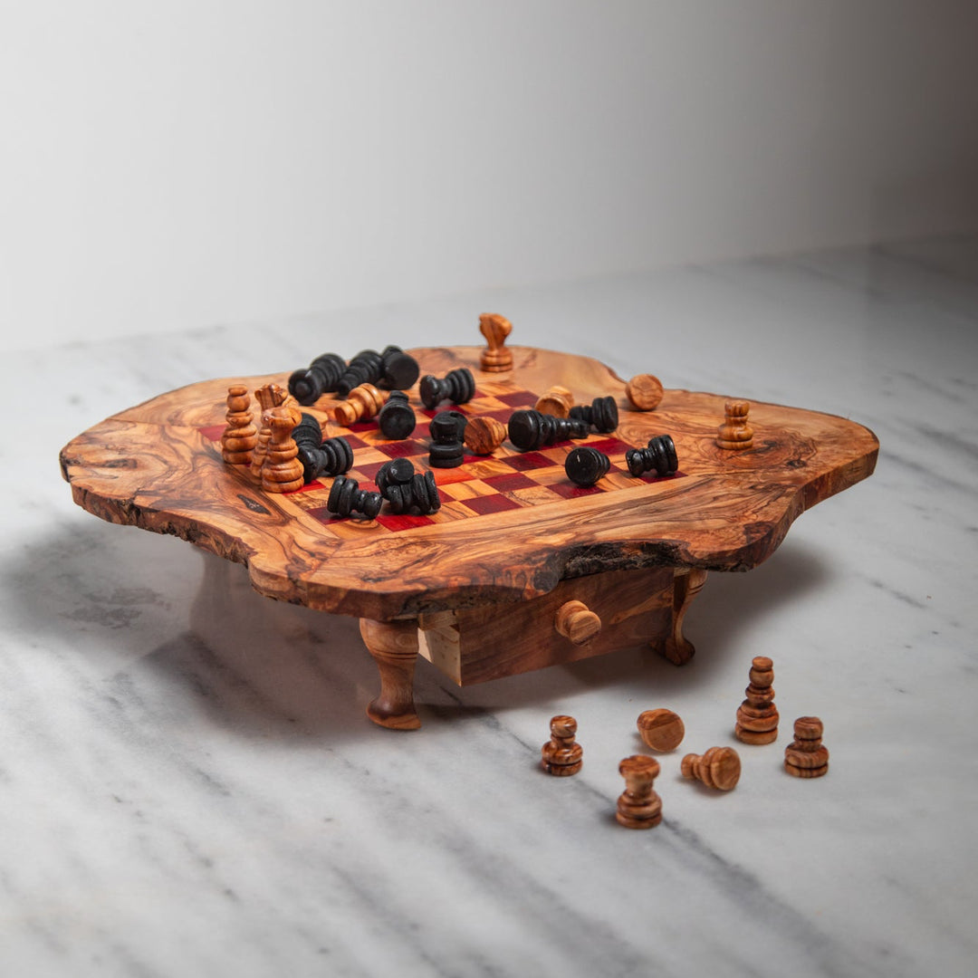 Olive Wood Chess Board with Storage