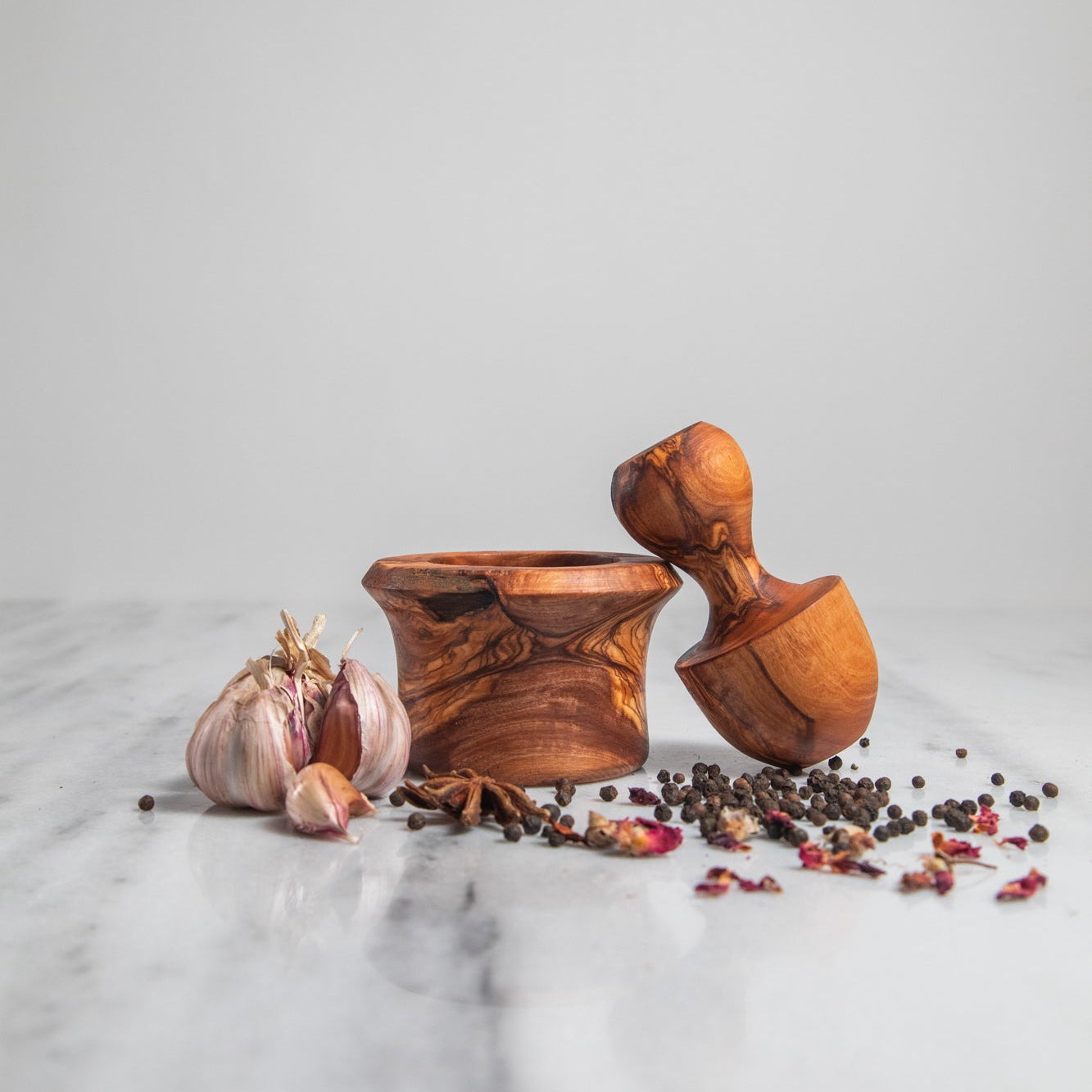 Olive Wood Mortar & Rounded Pestle
