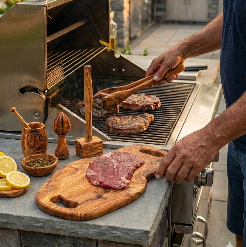 Olive Wood Grill Pack – Handcrafted BBQ Set PACK_GRILL_CHEF